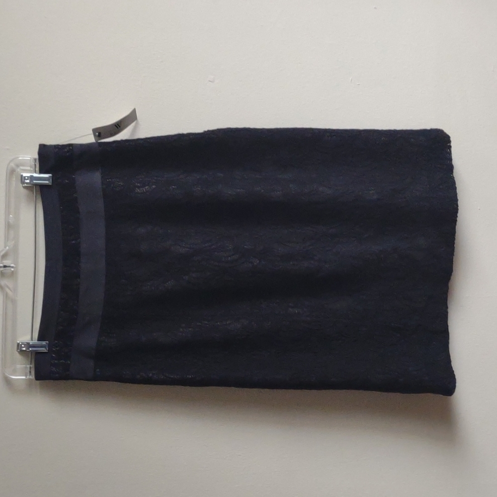 Worthington/JCPenny "black flower lace" lined wool‎ blend skirt Size 10